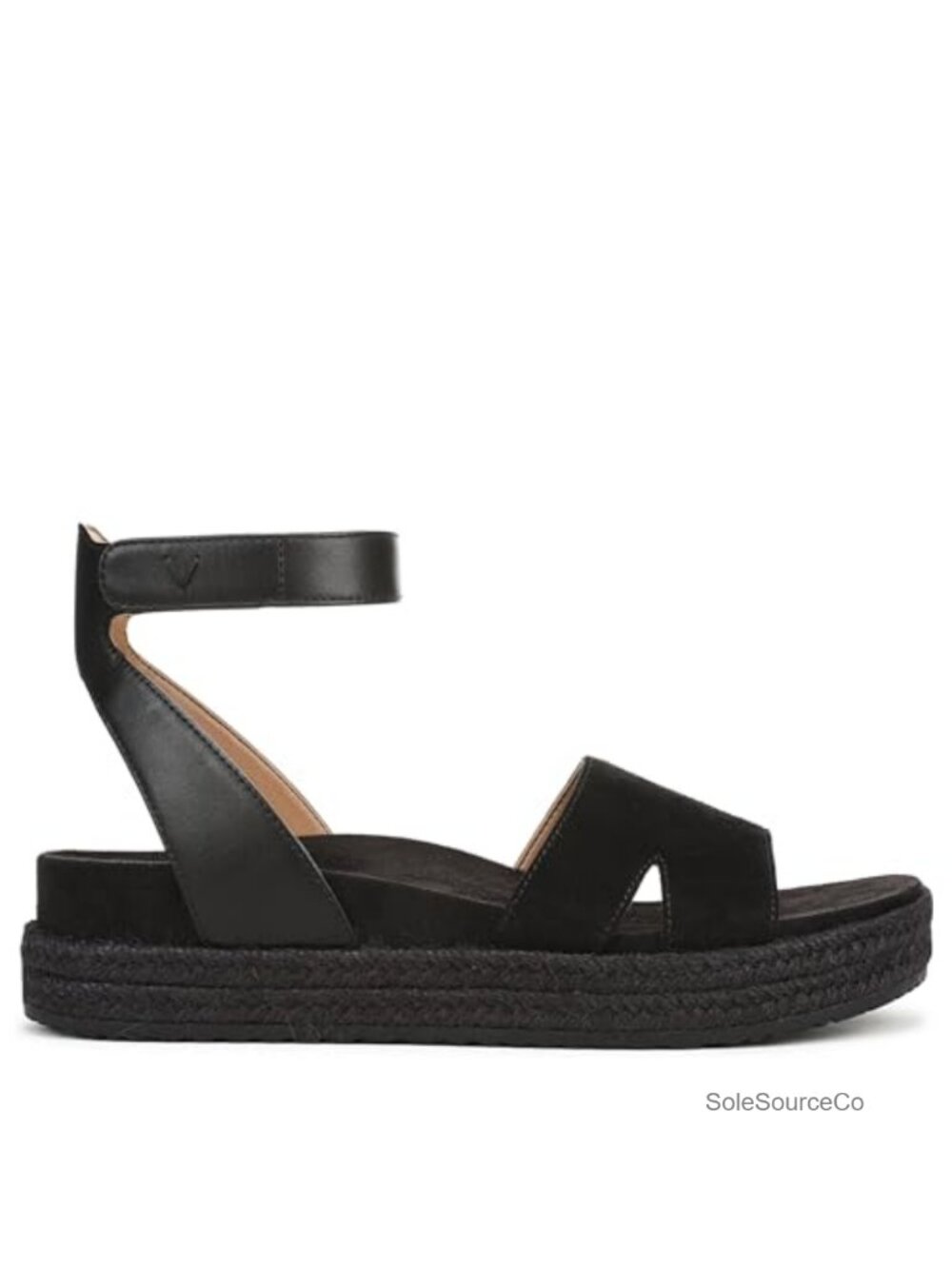 Vionic Yucca Espadrille Wedge Sandals Black Suede Ankle Strap Platform 1.75" - Picture 3 of 6